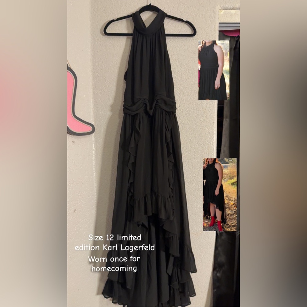 Karl Lagerfeld Black High Low Dress